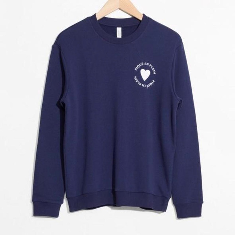 & Other Stories Paris Atelier Heart Pullover Crewneck Sweatshirt